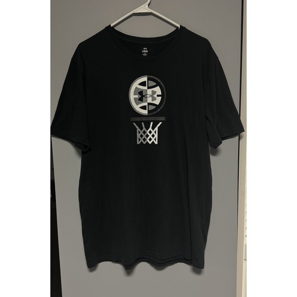 Under Armour Hoops Icon Basketball T-Shirt Black Men's Large Cotton Blend - Picture 1 of 6
